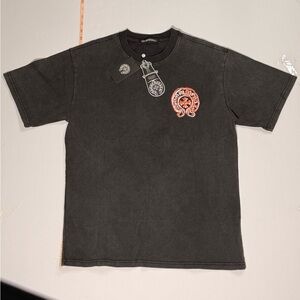 Chrome Hearts Charcoal Tee with Orange and White Emblem